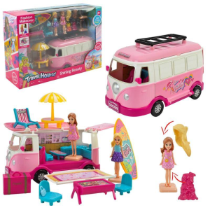 Travel Bus with Dolls Mini Playset with 2 Dolls