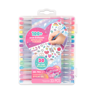 Make It Real 30 Piece Gel Pen Set with Stickers
