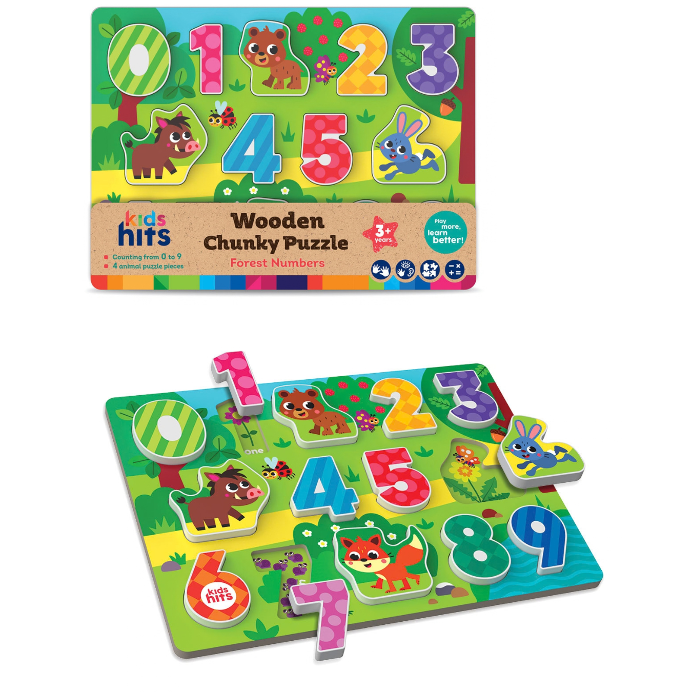 Forest Numbers Wooden Chunky Puzzle