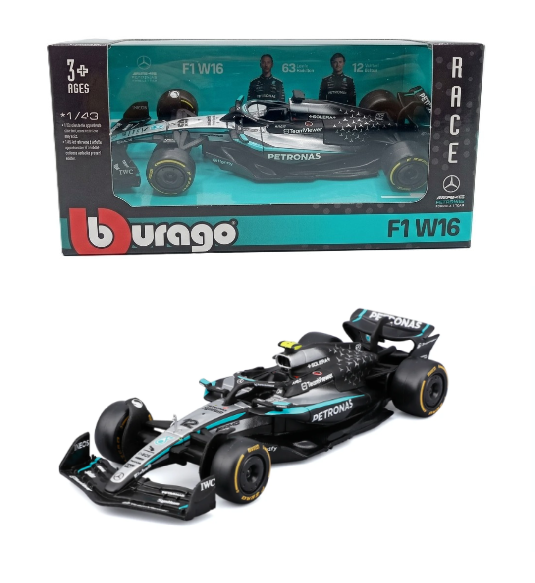 1:43 Plastic Mercedes-AMG Petronas F1 W16 Team
